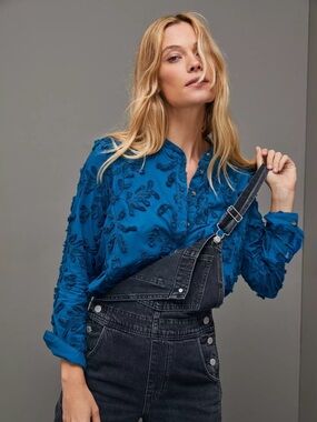NWT Anthropologie Pilcro The Whitney Textured Trapeze Buttondown XS 🧵